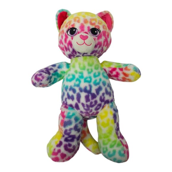 Build A Bear Amanda Rainbow Leopard Stuffed Animal Toy 16" Plush Purple Eyes BAB - Picture 4 of 11
